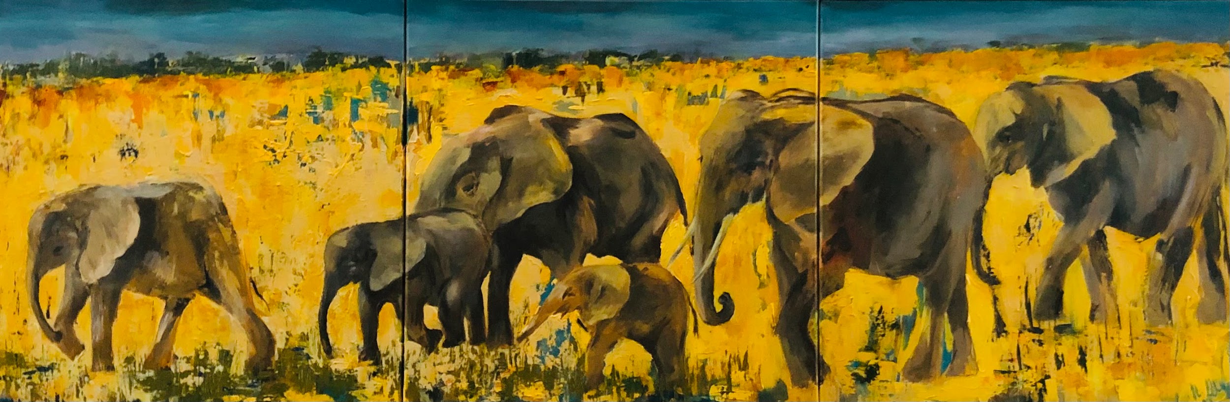 Elephant Group, triptych